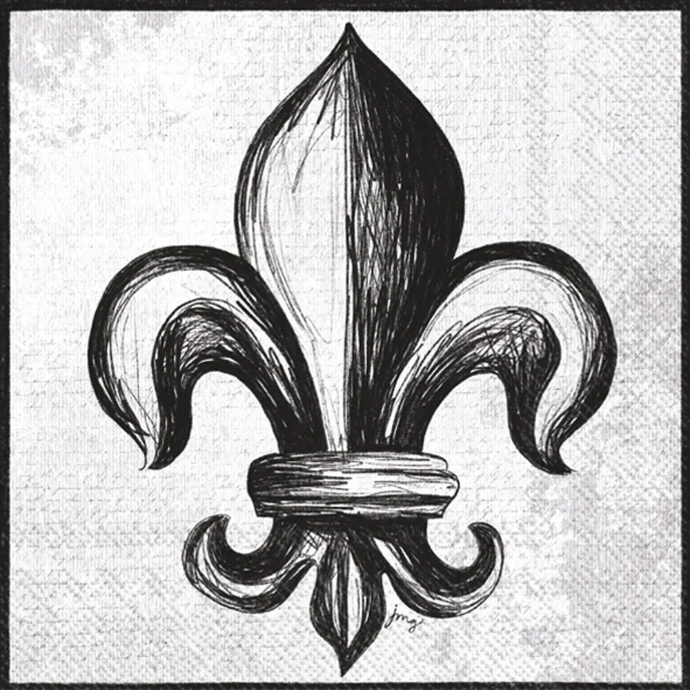 Croquis Fleur De Lis Cocktail Napkin