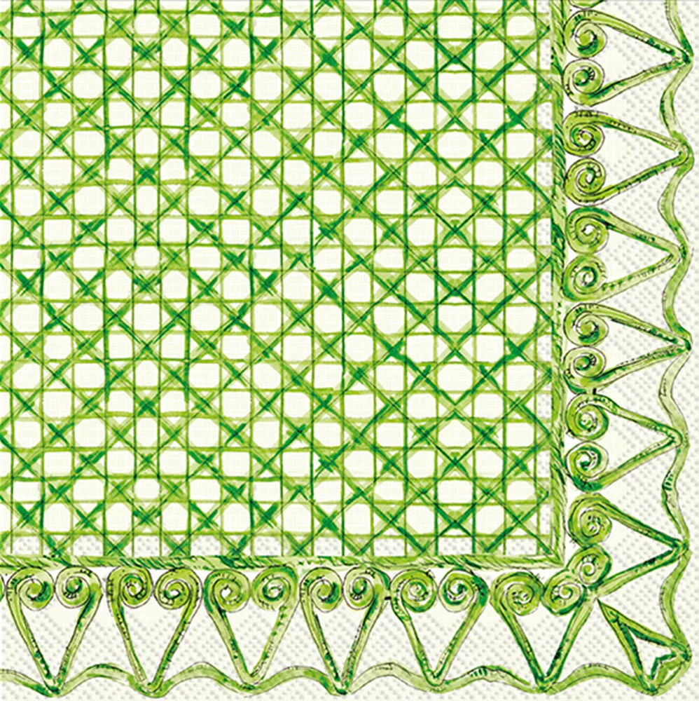 Botanical Cane Cocktail Napkin Green - Image 2